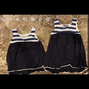 1/2 and 3/4 sister set! blue and white dresses!